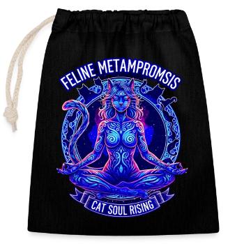 Cat Yoga - Cat Soul Rising - Mystical Tribal - Closable cotton gift bag (25x30cm) - black - Front
