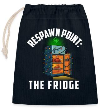 Respawn Point Le Frigo Amateur de jeux Gamer Noël - Sac cadeau en coton avec cordon (25 x 30 cm) - bleu marine - Devant