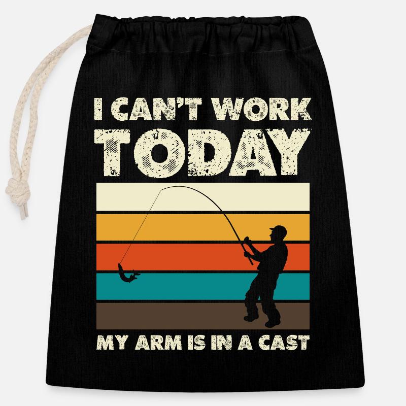 I can't work today Arm in a cast - Closable cotton gift bag (25x30cm) - black