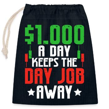 Trading Boursier Crypto Trader Boursier - Sac cadeau en coton avec cordon (25 x 30 cm) - bleu marine - Devant