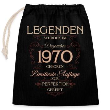55ème Anniversaire Légende Décembre Millésime 1970 - Sac cadeau en coton avec cordon (25 x 30 cm) - noir - Devant