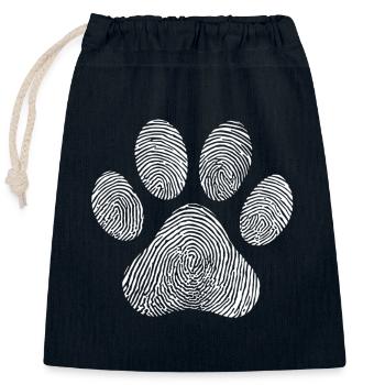 Chat Amoureux des animaux Illustration Chien - Sac cadeau en coton avec cordon (25 x 30 cm) - bleu marine - Devant