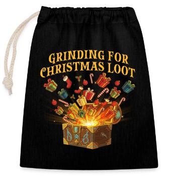 Grinding für Weihnachten Beute RPG Gamer Urlaub - Verschließbarer Geschenkbeutel aus Baumwolle (25x30cm) - Schwarz - Vorne
