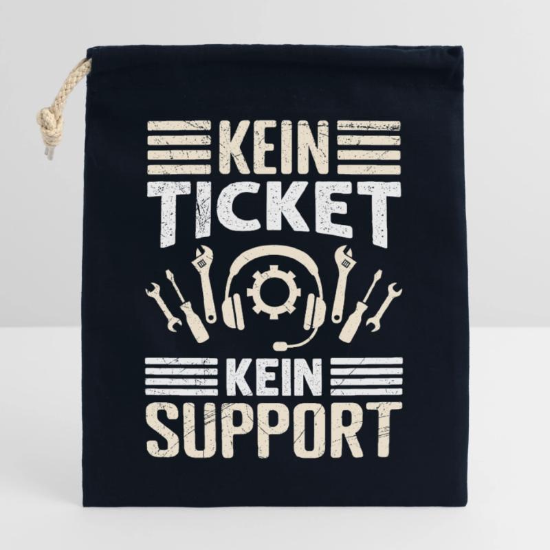Nerd Computer PAS DE TICKET PAS DE SUPPORT DRÔLE Sac cadeau en coton avec cordon (25 x 30 cm)