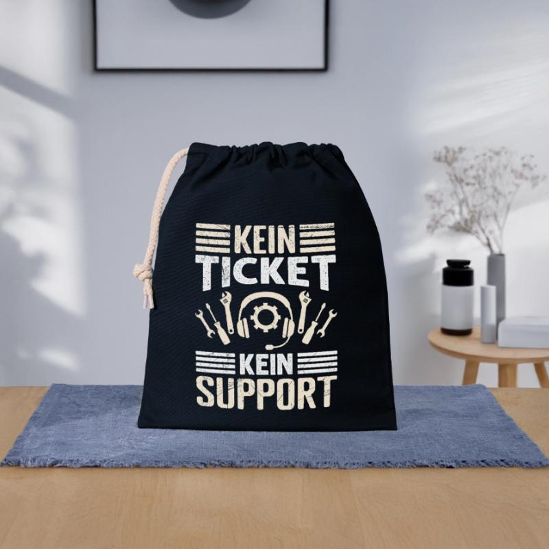 Nerd Computer PAS DE TICKET PAS DE SUPPORT DRÔLE Sac cadeau en coton avec cordon (25 x 30 cm)