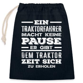 Conducteur de tracteur ne prend pas de pause drôle de ferme - Sac cadeau en coton avec cordon (25 x 30 cm) - bleu marine - Devant