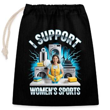 Je soutiens le bootleg inportable du sport féminin - Sac cadeau en coton avec cordon (25 x 30 cm) - noir - Devant