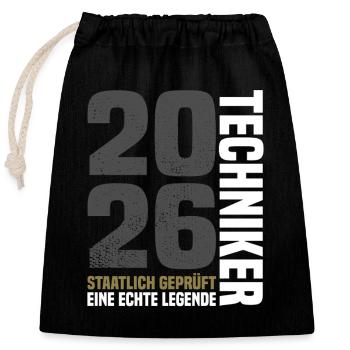 State-certified technician - Closable cotton gift bag (25x30cm) - black - Front