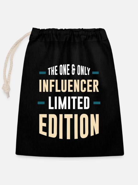 Einziger Influencer Limitierte Edition - Verschließbarer Geschenkbeutel aus Baumwolle (25x30cm) - Schwarz