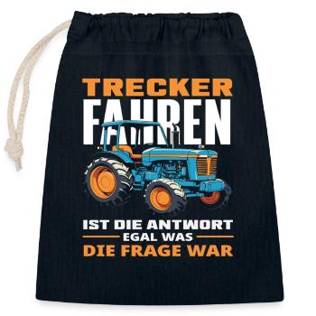 Conducteur de tracteur Amateur de tracteurs Funny Farm - Sac cadeau en coton avec cordon (25 x 30 cm) - bleu marine - Devant