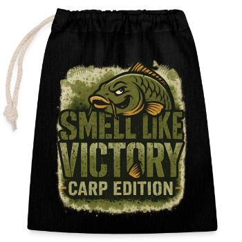 Smell Like Victory Carp Edition Fishing Fun - Closable cotton gift bag (25x30cm) - black - Front