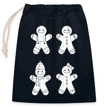 Noël en pain d’épices du Père Noël - Sac cadeau en coton avec cordon (25 x 30 cm) - bleu marine - Devant