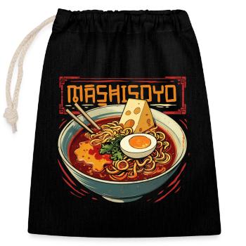 Koreanisches Essen Ramen mit Käse - Verschließbarer Geschenkbeutel aus Baumwolle (25x30cm) - Schwarz - Vorne