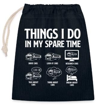 Choses que je fais pendant mon temps libre Conduire Voitures de rêve - Sac cadeau en coton avec cordon (25 x 30 cm) - bleu marine - Devant
