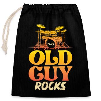 Old Man Rocks Drums - Sac cadeau en coton avec cordon (25 x 30 cm) - noir - Devant