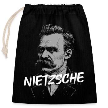 Nietzsche-Philosophenporträt mit fettem Text - Verschließbarer Geschenkbeutel aus Baumwolle (25x30cm) - Schwarz - Vorne