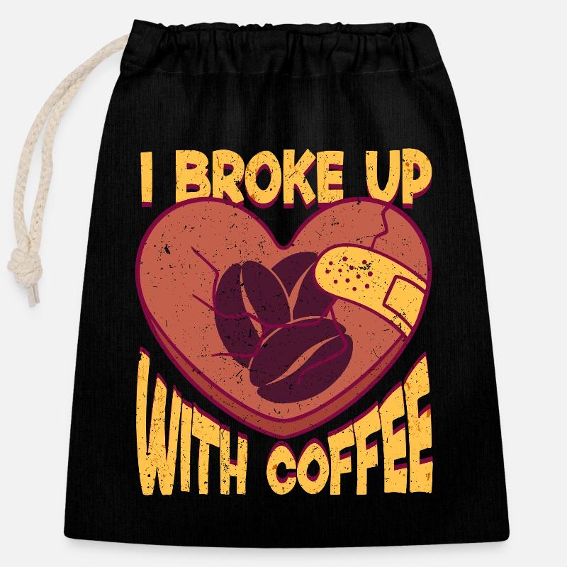 Ex-Coffee Drinker I Broke Up With Coffee - Closable cotton gift bag (25x30cm) - black