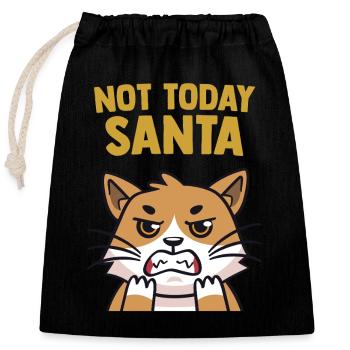 Humorvolle Katze Nicht heute Weihnachtsmann Lustig - Verschließbarer Geschenkbeutel aus Baumwolle (25x30cm) - Schwarz - Vorne