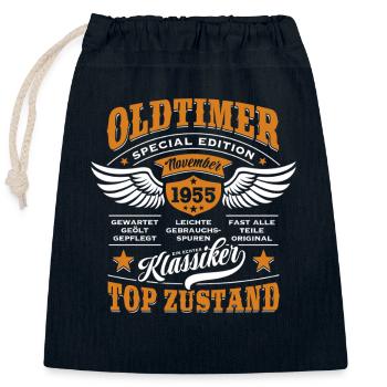 Oldtimer November 1955 | Geburtstag Geschenk - Verschließbarer Geschenkbeutel aus Baumwolle (25x30cm) - Navy - Vorne