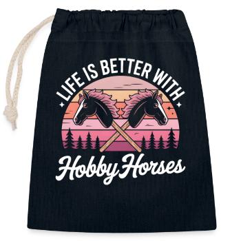 Hobby Horsing Steckenpferd - Verschließbarer Geschenkbeutel aus Baumwolle (25x30cm) - Navy - Vorne