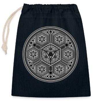 Geometry Mandala Yoga Meditation Trance Spirit - Closable cotton gift bag (25x30cm) - navy - Front