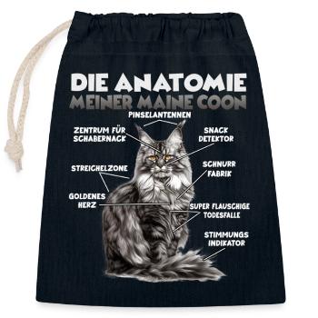 Maine Coon Anatomy T | Coony Halter Outfit Cats - Closable cotton gift bag (25x30cm) - navy - Front