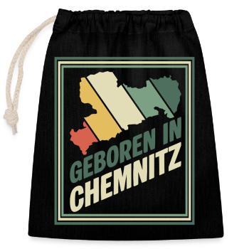 Geboren in Chemnitz Vintage Signet - Verschließbarer Geschenkbeutel aus Baumwolle (25x30cm) - Schwarz - Vorne