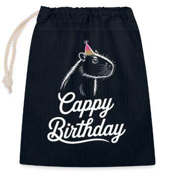 Capybara Anniversaire Cappy Anniversaire Drôle de capy - Sac cadeau en coton avec cordon (25 x 30 cm) - bleu marine - Devant