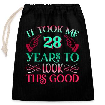 It took 28 years to look so good - Closable cotton gift bag (25x30cm) - black - Front