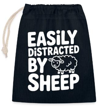 Facilement distrait par les moutons - Sac cadeau en coton avec cordon (25 x 30 cm) - bleu marine - Devant