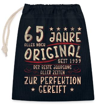 65 Years Original: Since 1959 - Closable cotton gift bag (25x30cm) - navy - Front