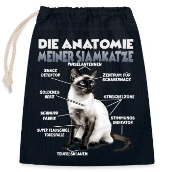 Siamkatzen T | Siamkatze Katzen Siam Katzenhalter - Verschließbarer Geschenkbeutel aus Baumwolle (25x30cm) - Navy - Vorne