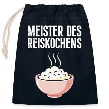 Cuisine MAÎTRE DE LA CUISSON DU RIZ Plaisir - Sac cadeau en coton avec cordon (25 x 30 cm) - bleu marine - Devant