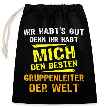 Group Leader Gift - Closable cotton gift bag (25x30cm) - black - Front