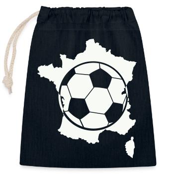 Carte de football français - Sac cadeau en coton avec cordon (25 x 30 cm) - bleu marine - Devant