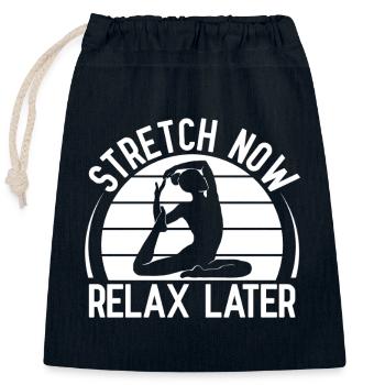 Pilates Enthusiasts Stretch Now Relax Later - Closable cotton gift bag (25x30cm) - navy - Front