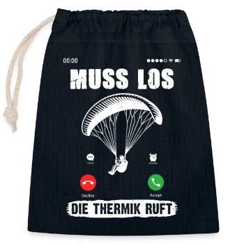 Gleitschirmflieger MUSS LOS DIE THERMIK RUFT - Verschließbarer Geschenkbeutel aus Baumwolle (25x30cm) - Navy - Vorne