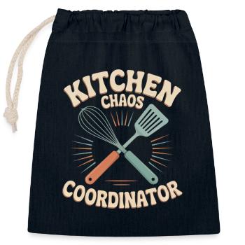 Humour de cuisine - Sac cadeau en coton avec cordon (25 x 30 cm) - bleu marine - Devant