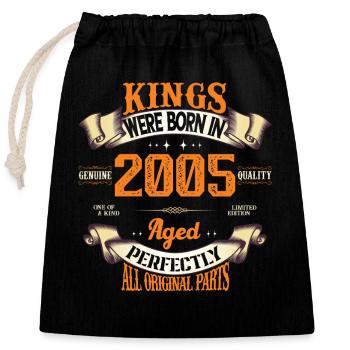 kings born in 2005 - Sac cadeau en coton avec cordon (25 x 30 cm) - noir - Devant