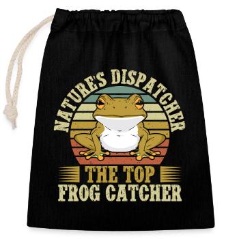 Attrapeur de grenouilles, répartiteur, grenouille - Sac cadeau en coton avec cordon (25 x 30 cm) - noir - Devant