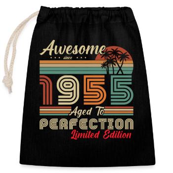  awesome since 1955 - Sac cadeau en coton avec cordon (25 x 30 cm) - noir - Devant