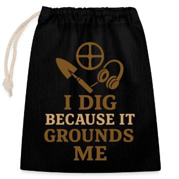 Introverted metal detector hobbyist - Closable cotton gift bag (25x30cm) - black - Front