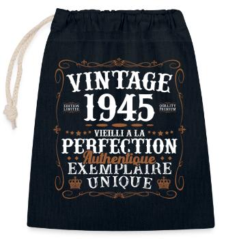 authentique_1945 - Sac cadeau en coton avec cordon (25 x 30 cm) - bleu marine - Devant