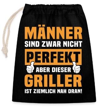Funny Griller Sayings - Closable cotton gift bag (25x30cm) - black - Front