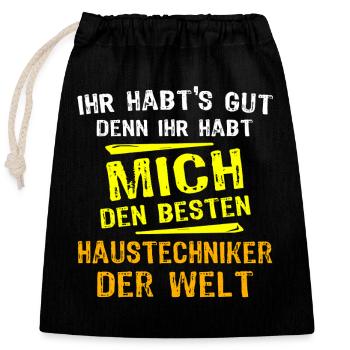 Home Technician Gift - Closable cotton gift bag (25x30cm) - black - Front