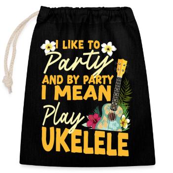 Hawaiian Ukulele Uke I Like To - Closable cotton gift bag (25x30cm) - black - Front