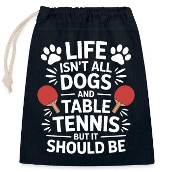 Cadeau de plaisanterie de tennis de table avec des mots de chien - Sac cadeau en coton avec cordon (25 x 30 cm) - bleu marine - Devant