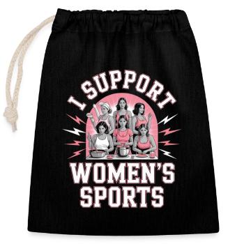 Je soutiens le bootleg inportable du sport féminin - Sac cadeau en coton avec cordon (25 x 30 cm) - noir - Devant