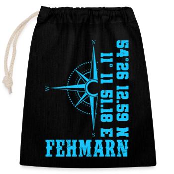Ostsee Insel FEHMARN Souvenier Lustiges - Verschließbarer Geschenkbeutel aus Baumwolle (25x30cm) - Schwarz - Vorne