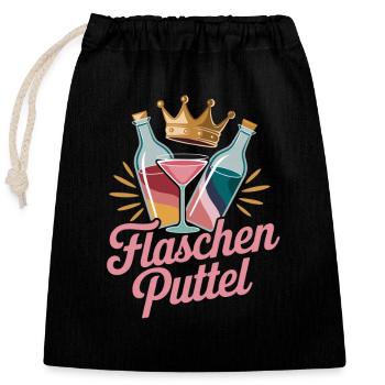 Bottles Püttel Cocktail Crown Party Saying Bachelor Party - Closable cotton gift bag (25x30cm) - black - Front